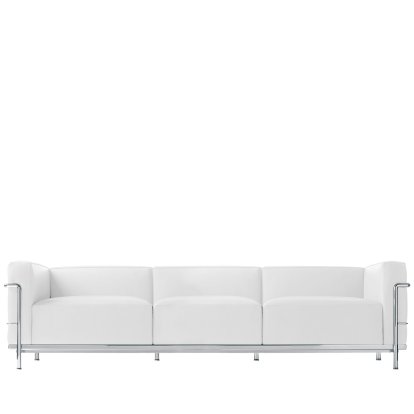 3 Fauteuil Grand Confort, grand modèle, trois places, Chrome-plated, Leather Scozia, White