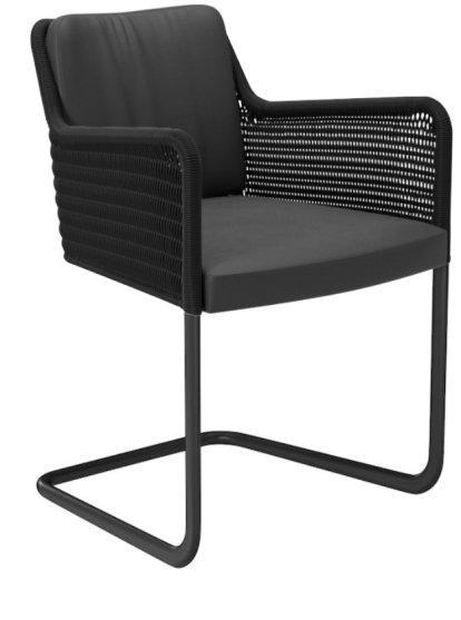 D43 Chair, Leather , Black, Powdercoated black