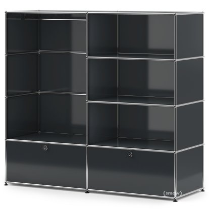 USM Haller Clothes Rack L with Rail, Anthracite RAL 7016