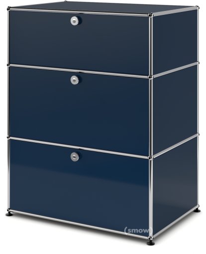 USM Haller Storage Unit with 3 Drawers, H 95 + 4 x W 75 x D 50 cm, Steel blue RAL 5011