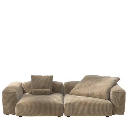 Vetsak Sofa Set 2, L, Cord velours - Sand, With cushions