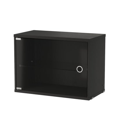 String System Cabinet Element with Swing Glass Door, Black ash veneer