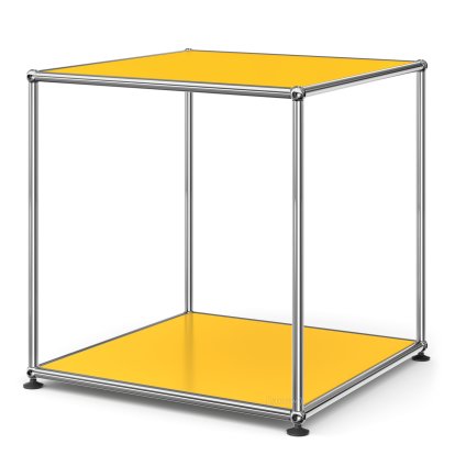 USM Haller Side Table 50 High, Both panels metal, Golden yellow RAL 1004