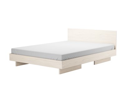 Zians Bed, 160 x 200 cm (Medium), With headboard, Waxed ash with white pigment