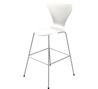 Series 7 Bar Stool 3187/3197, 76 cm, Lacquer, White