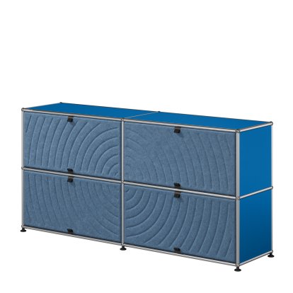 USM Haller Sideboard L with four USM Haller Soft Panels, round, Gentian blue RAL 5010, Blue