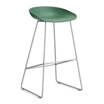 About A Stool AAS 38, Bar version: seat height 74 cm, Stainless steel, Teal green 2.0
