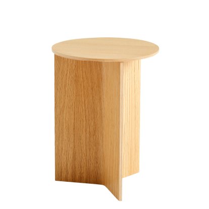 Slit Side Table Wood, H 47 x Ø 35 cm, Oak lacquered