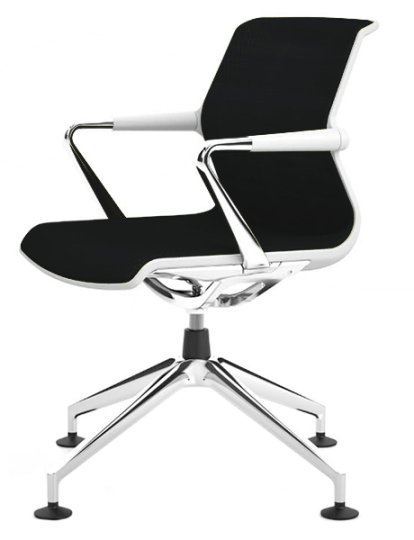 Unix Chair with Four Star Base, Silk Mesh nero, Soft grey