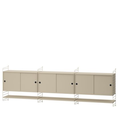 String System Wall Shelf with 3 Wall Units, Beige , Beige