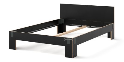 Tagedieb Bed, 160 x 220 cm, With headboard, FU (plywood, birch) black, Anthracite, Without slatted base