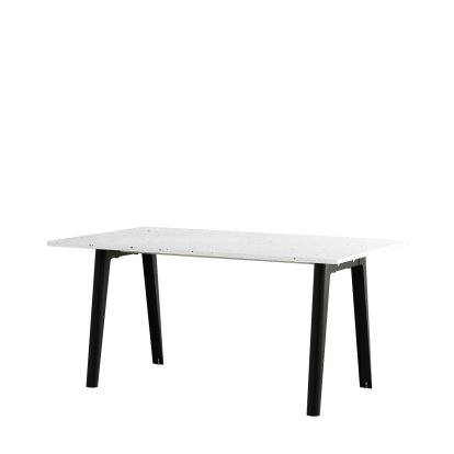 New Modern Dining Table Rectangular, Metal/Recycled Plastic, 160 x 95 cm, Graphite black