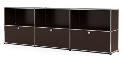 USM Haller Sideboard XL, Customisable, USM brown, Open, With 3 drop-down doors