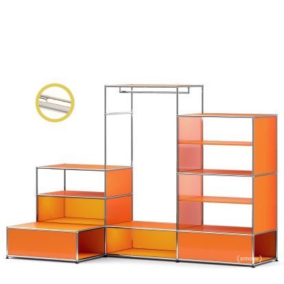 USM Haller E Clothes Rack XL with Lighting, Pure orange RAL 2004