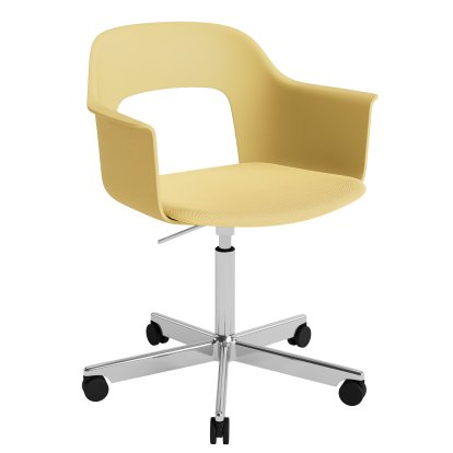 Layout 243 Swivel Armchair with Upholstered seat, Biscotti / Relate 431, Polished aluminium