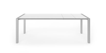 Sushi Dining Table, Laminate white, L 150-224 x W 90 cm, Anodised Aluminium