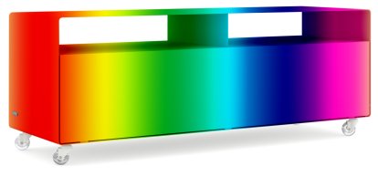 TV Lowboard R 109, Self-coloured, RAL Metallic Colour, Transparent castors