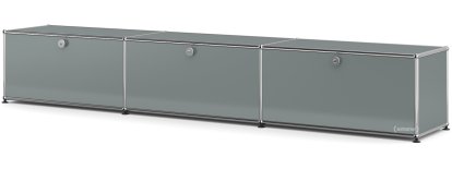 USM Haller Lowboard XL, Customisable, Mid grey RAL 7005, With 3 drop-down doors, 35 cm