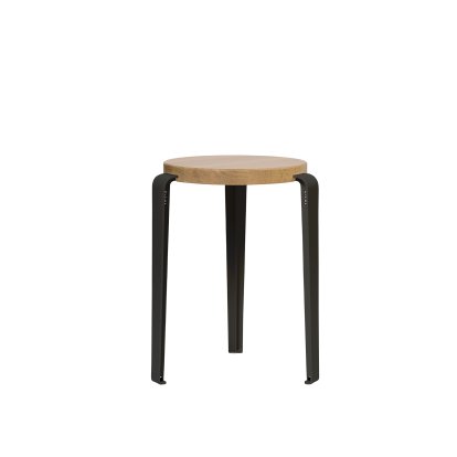 Lou Stool, Solid Wood, Solid oak, Graphite black