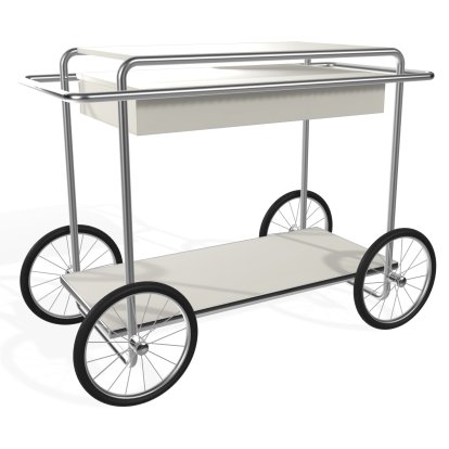 M4RS Serving Trolley, White lacquered / nickel, Without bottle holder