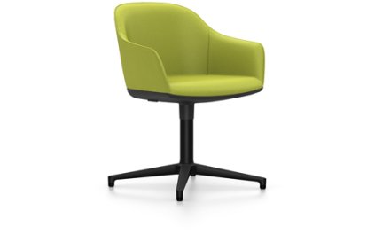 Softshell Chair with four star base, Aluminum base powder coated basic dark, Plano, Avocado, Glides for carpets