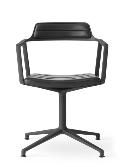 Swivel 452 Chair, Black leather, Black powder coated