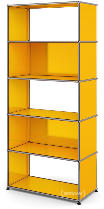 USM Haller Living Room Shelf M, 2 back panels, Golden yellow RAL 1004