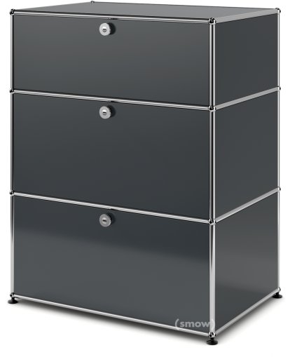 USM Haller Storage Unit with 3 Drawers, H 95 + 4 x W 75 x D 50 cm, Anthracite RAL 7016