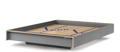Flai Bed, 160 x 200, Without headboard, CPL anthracite, With slatted frame