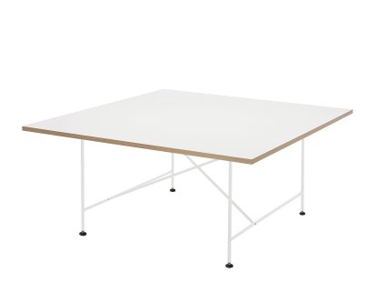 Eiermann 1 Conference Table, White melamine with oak edge, White, With leveling feet (H 74-76cm)
