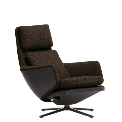 Grand Relax Lounge Chair, Without Ottoman, Fabric Corsaro, pepper melange / Leather Forte, umbra grey, Basic dark, 41,5 cm