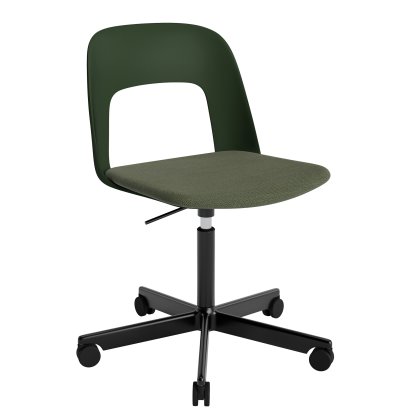 Layout 143 Swivel Chair With Padded Seat, Bottle green / Mode 072, Black powder coated aluminium