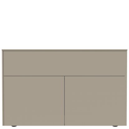 Aventa Sideboard with Door and Drawer, 120 cm, 3 Height grids, Melamine stone grey, Plastic glide