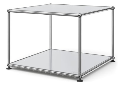 USM Haller Side Table 50, Both panels metal, Light grey RAL 7035