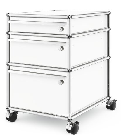 USM Haller Mobile Pedestal with 3 Drawers Type 2 (with Counterbalance), All compartments with a lock, Pure white RAL 9010