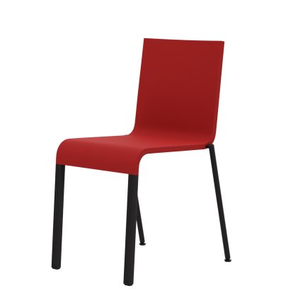.03 Chair, Stackable, Base powder-coated black, Without armrests, Bright red