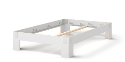 Tagedieb Bed, 140 x 220 cm, Without headboard, FU (plywood, birch) white, Light grey, Without slatted base