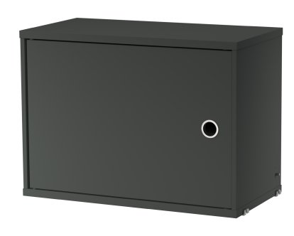 String System Cabinet with swing door, Dark grey lacquered