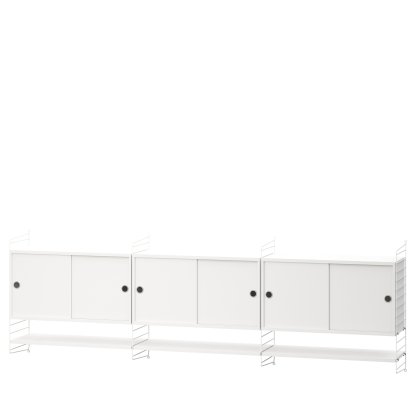 String System Wall Shelf with 3 Wall Units, White, White