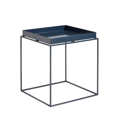 Tray Tables, H 40/44 x W 40 x D 40 cm, Deep blue - High gloss