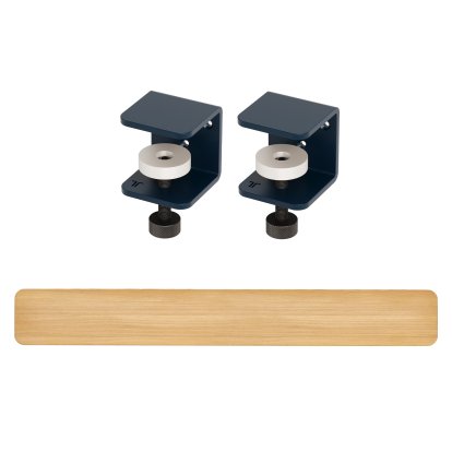 Tiptoe Wall Shelf, Solid Oak, Wall shelf 150 cm, Mineral blue