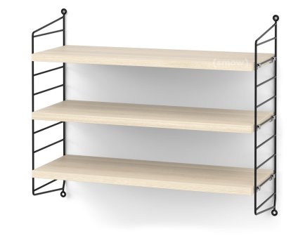 String System Shelf S, 20 cm, Black, Ash veneer