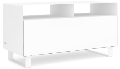 TV Lowboard R 108, Signal white (RAL 9003), Sledge base lacquered in same colour as unit exterior