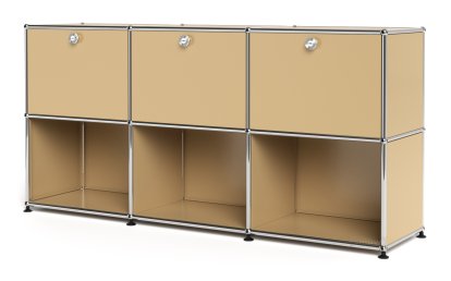 USM Haller Sideboard 50, Customisable, USM beige, With 3 drop-down doors, Open