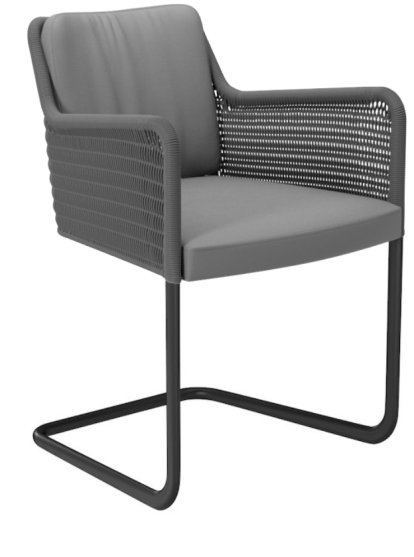 D43 Chair, Leather , Grey, Powdercoated black