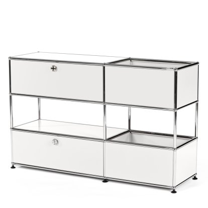 USM Haller Kids Sideboard M With Storage Boxes, Self-coloured, Pure white RAL 9010, With drop-down door