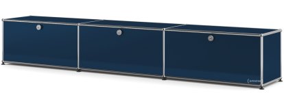 USM Haller Lowboard XL, Customisable, Steel blue RAL 5011, With 3 drop-down doors, 35 cm