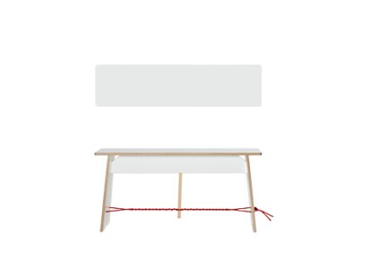 Langer Max Bench, 43 x 90 x 30 cm, FU white, Black and red