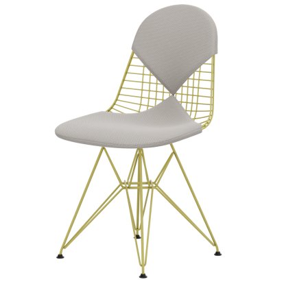 Wire Chair DKR , Powder-coated citron, Seat and backrest cushion (Bikini), Apollo cream / white
