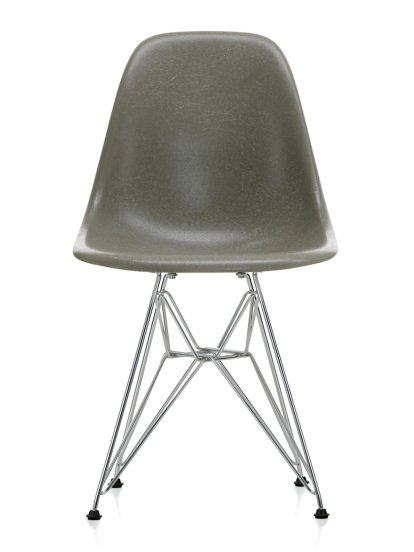 Eames Fiberglass Chair DSR, Eames raw umber, Polished chrome